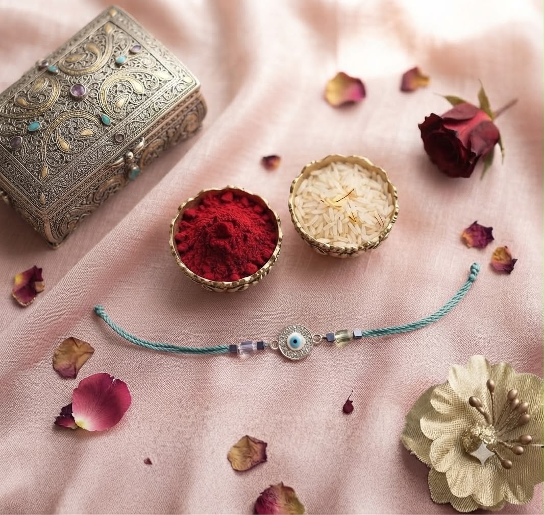 Evil Eye Designer Rakhi for Brother Elegant Protection, Wrapped in Love.