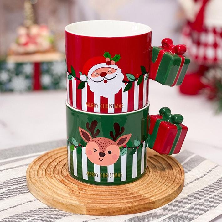 Christmas Themed Mug With Gift Box Handle - Assorted - Single Piece