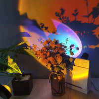 "Sunset Projection Lamp – Romantic 16-Color LED Night Light with 180° RotationUSB Modern Floor Stand For Living Room and Bedroom