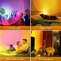 "Sunset Projection Lamp – Romantic 16-Color LED Night Light with 180° RotationUSB Modern Floor Stand For Living Room and Bedroom