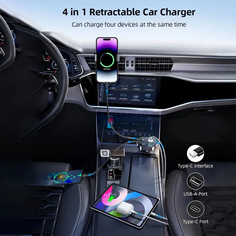 PowerGlide Car Charger 4 in 1 [2025 Ultra-Compact]