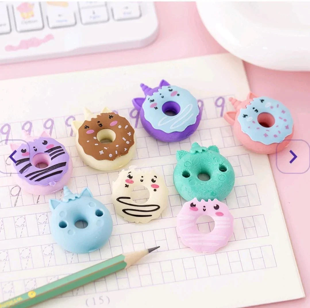 Unicorn Donut Eraser - Set of 4