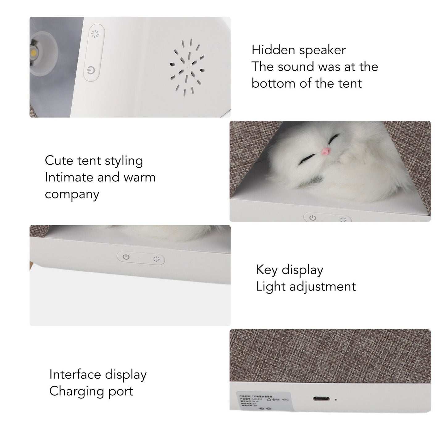 Cute Cat House in Tent Shape Lamp Night Light with Wireless Bluetooth Speaker for Bedroom, Home,  office, Party, Room décor,  Valentine,  Birthday Gifts etc.