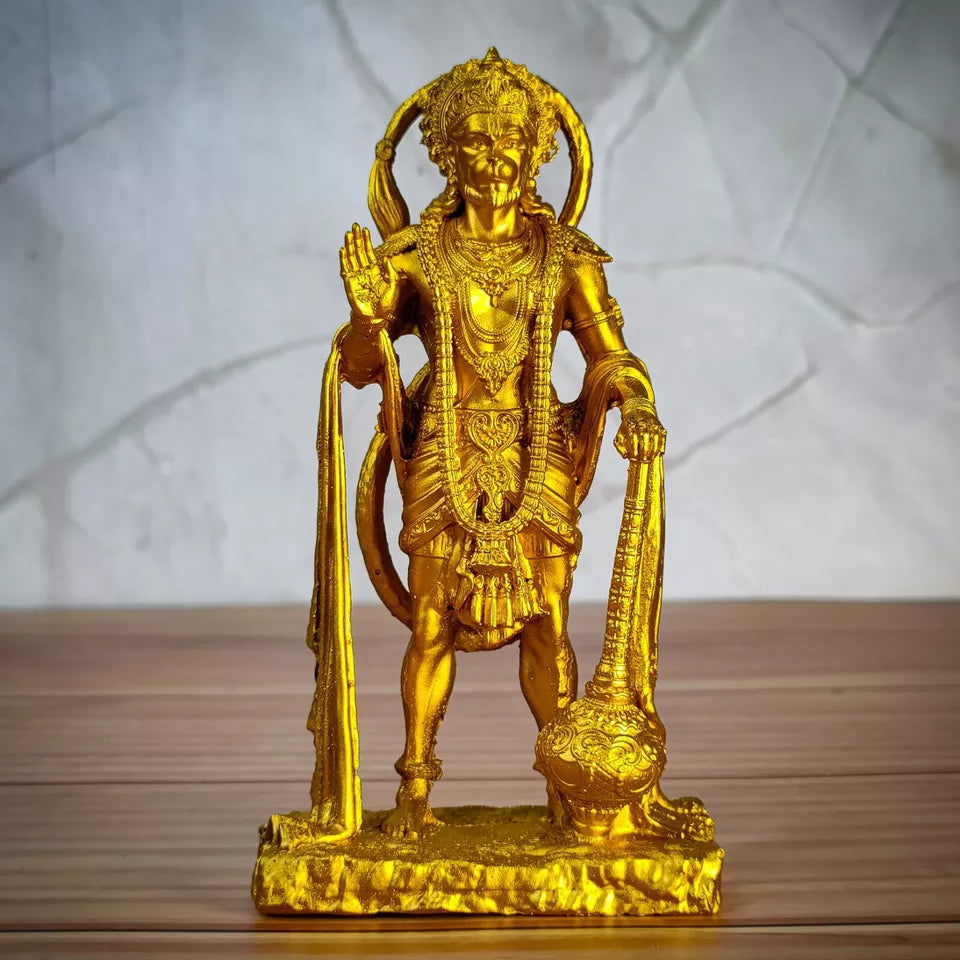 Indian Handicraft Golden Colour Shri Hanuman Idol