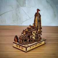 Shri Ram Mandir Ayodhya 3D Model Wooden Hand Carved Temple Decorative Showpiece