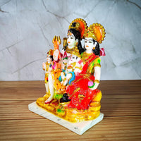 Marble Polish Shiva Parvati Ganesha Statue Sculpture Handicraft