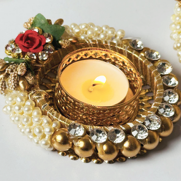 Luxury Pearl & Floral Decorative Tealight Holders – Set of 2